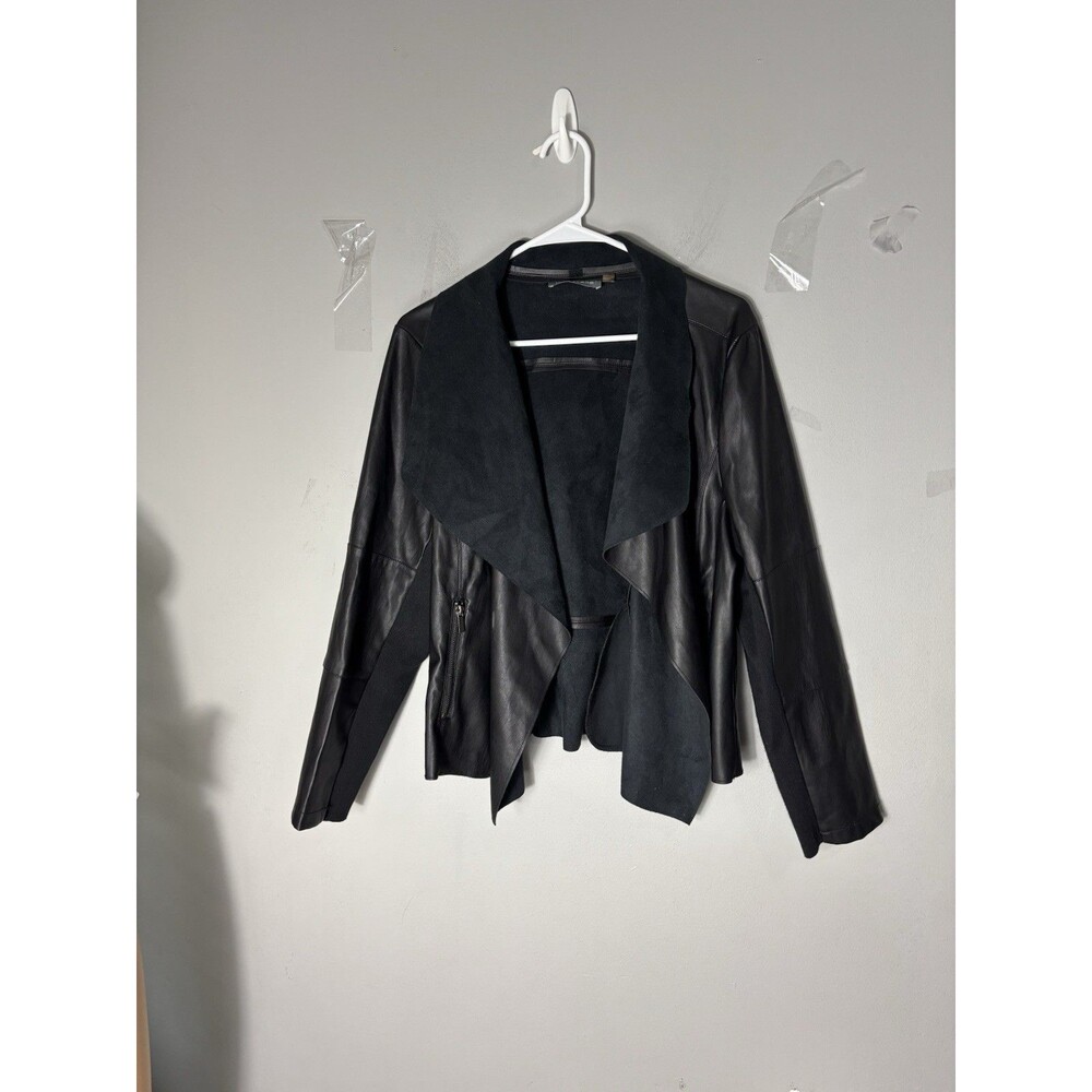 Bagatelle Women's Draped Faux Black Leather Jacket Size 1X